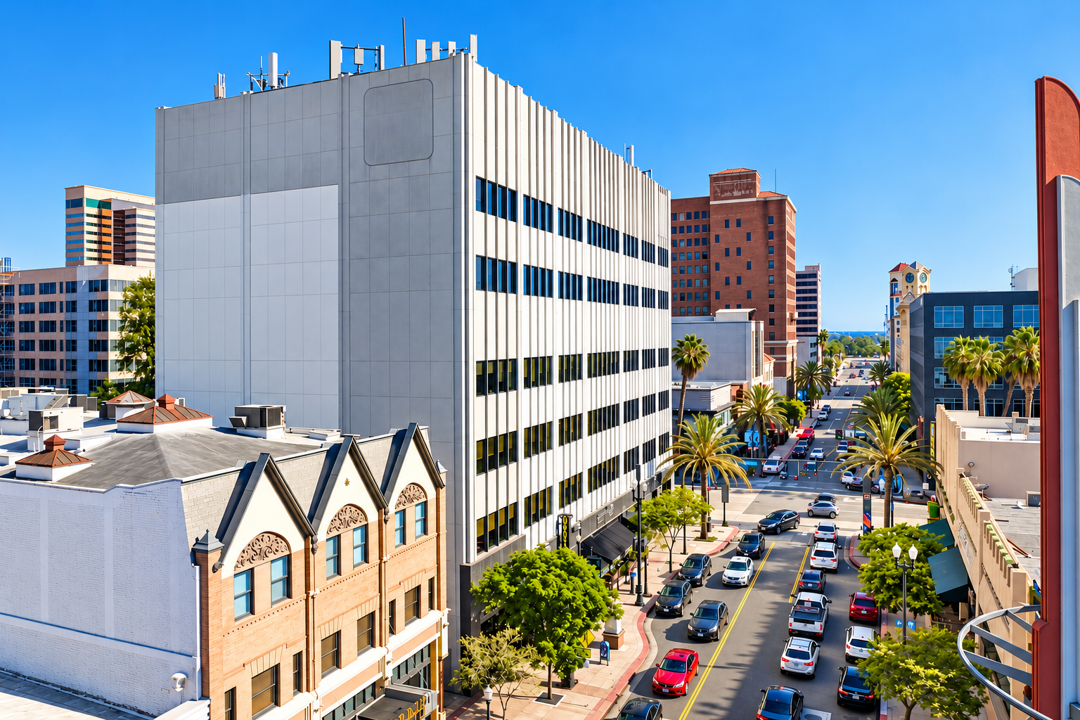 Building from street view at 200 Pine Avenue